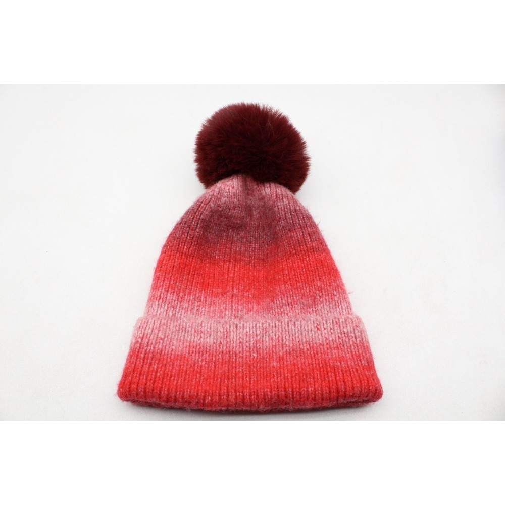 Norla Canada Alpaca Wool Blend Knit Pom Pom‎ Beanie One Sz Winter Hat Red